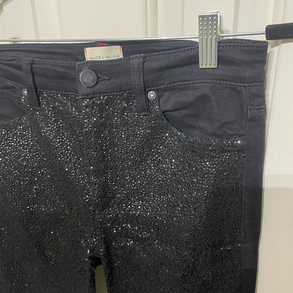 Alice & Olivia Skinny sequin black jeans - Picture 4 of 7